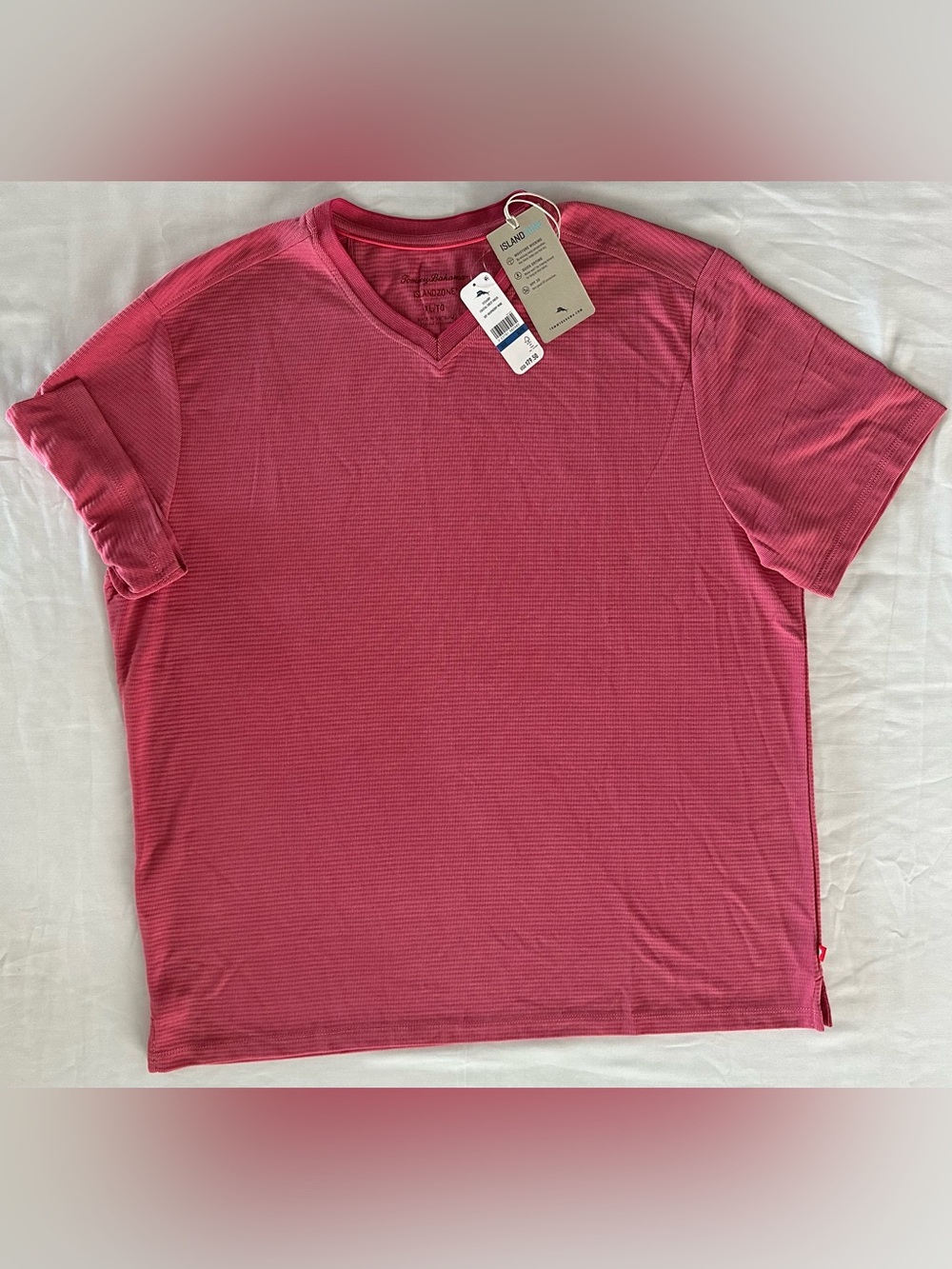 Tommy Bahama Mens Island Zone Coastal Crest V-Neck T-shirt XL Raspberry Wine NWT